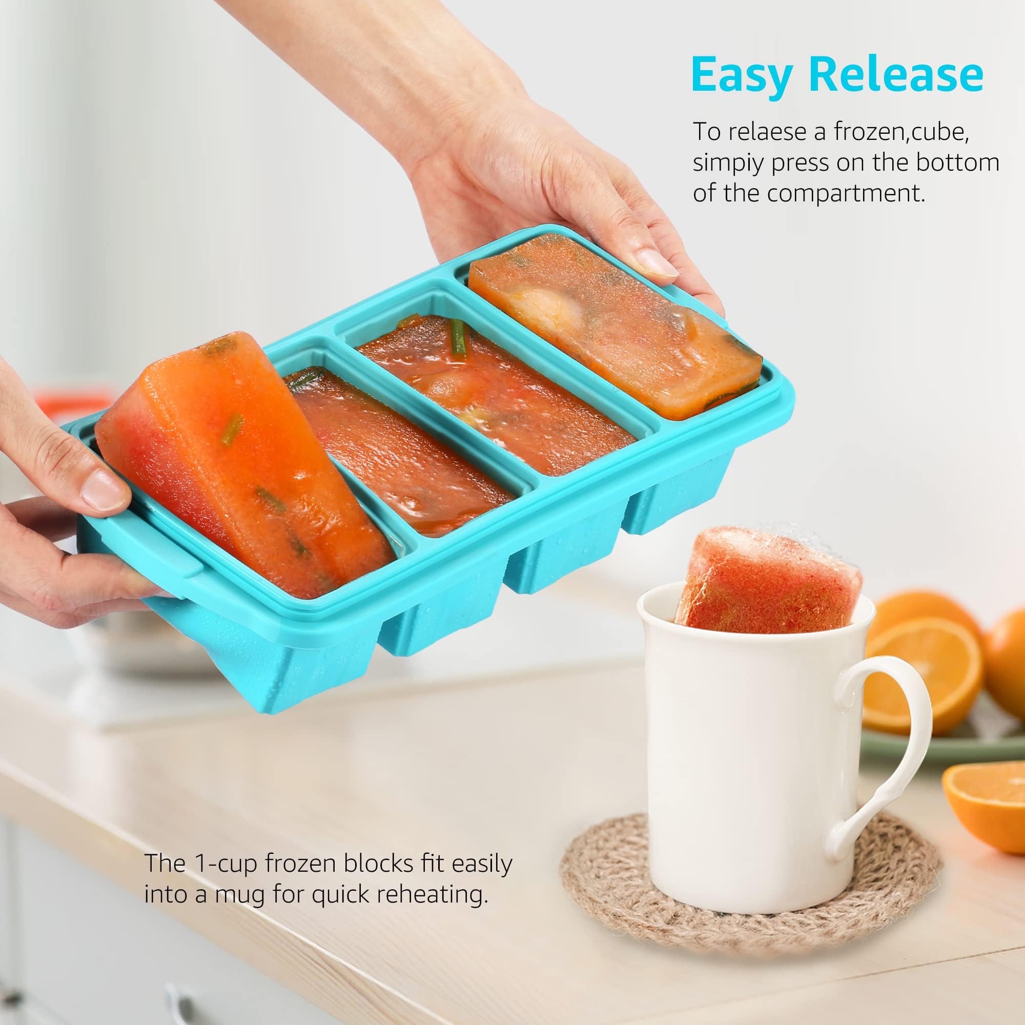 Ztomine tray with lid in the freezer for convenient batch freezing.