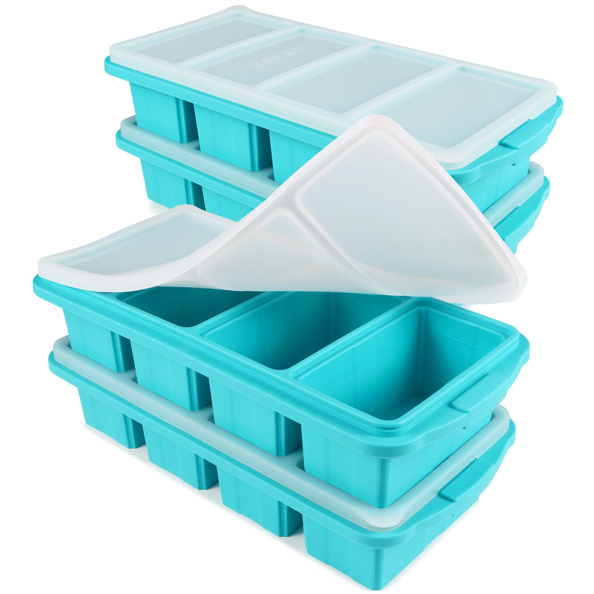 Ztomine silicone freezer tray with lid assembled for durable, organized storage of leftovers.