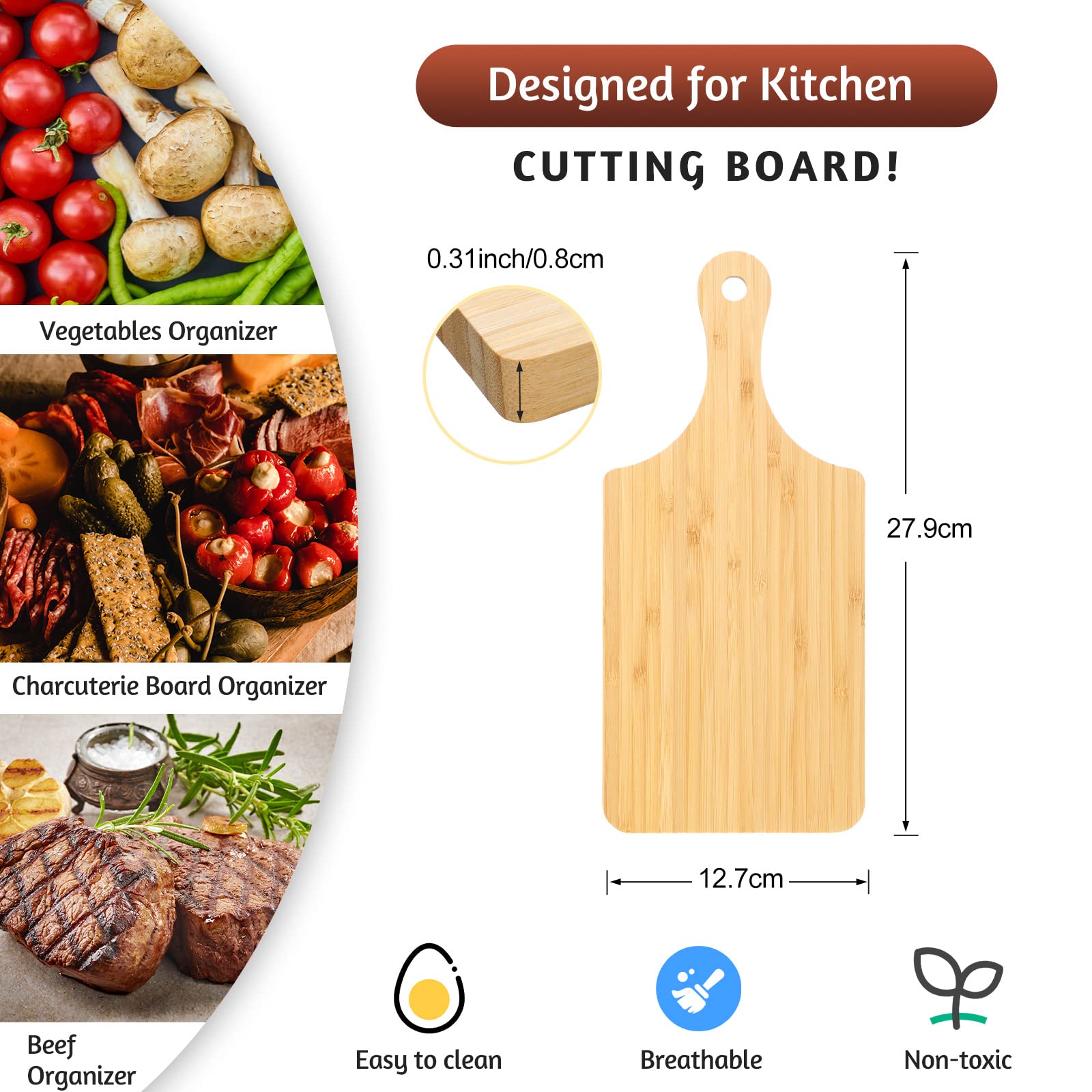 Zubebe charcuterie boards in wood finish for stylish cheese and crackers serving.