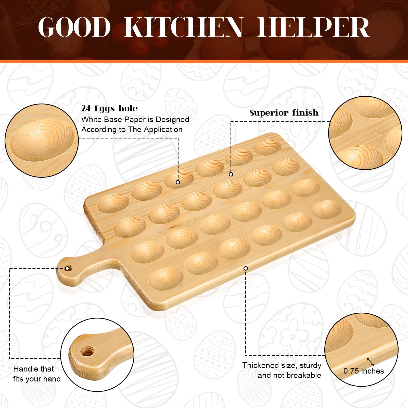 Zubebe reversible wooden egg tray showing flat side for cheese and appetizers