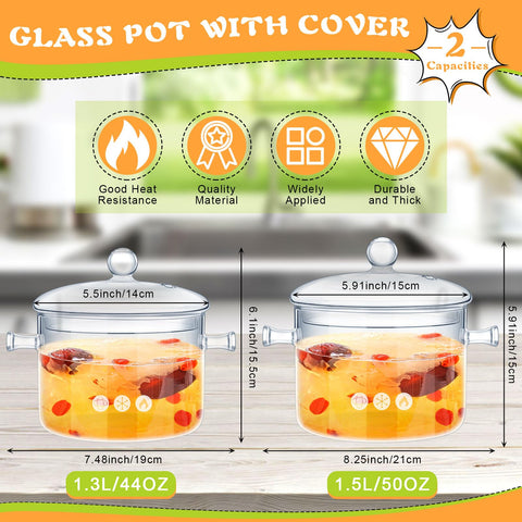 Zubebe glass pot 1300ml with cover ideal for sauces and soups.