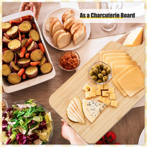 Zubebe multi-use serving board for cutting, chopping, and cheese.