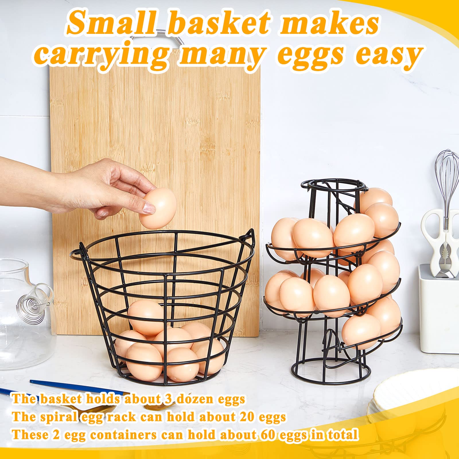 Zubebe portable egg rack with handle for effortless countertop transport