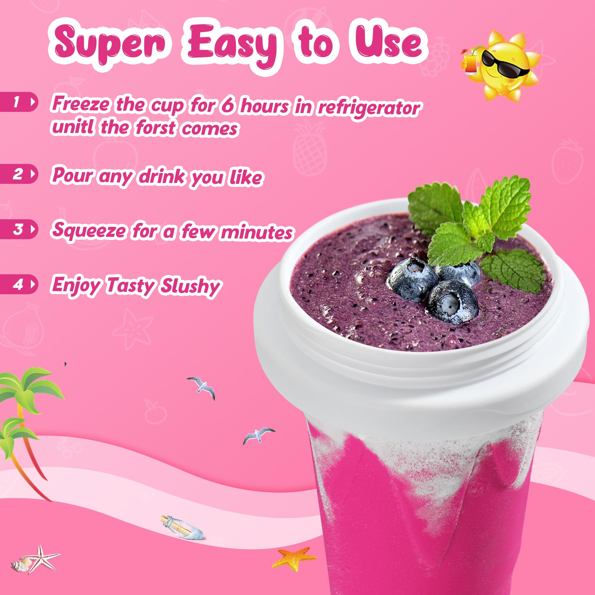 ZUGM Squeeze and pour action creates smooth slush with minimal effort.