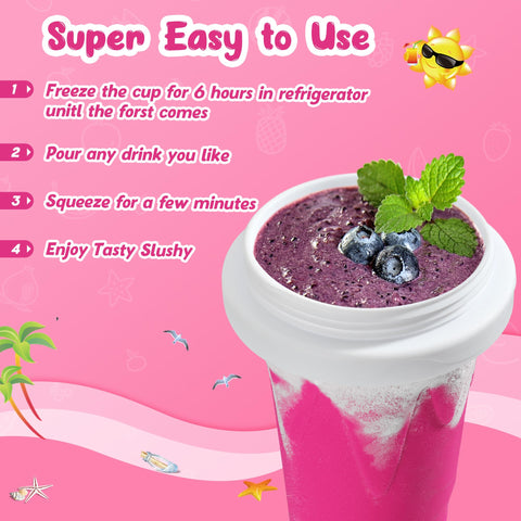 ZUGM Squeeze and pour action creates smooth slush with minimal effort.
