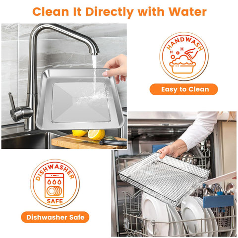 ZuKaYeHome air fryer basket demonstrates 360-degree heat circulation for crispy results.