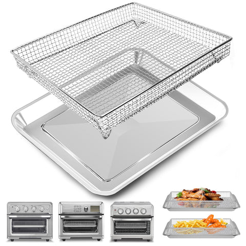 ZuKaYeHome air fryer basket close-up showing durable stainless steel for even cooking.