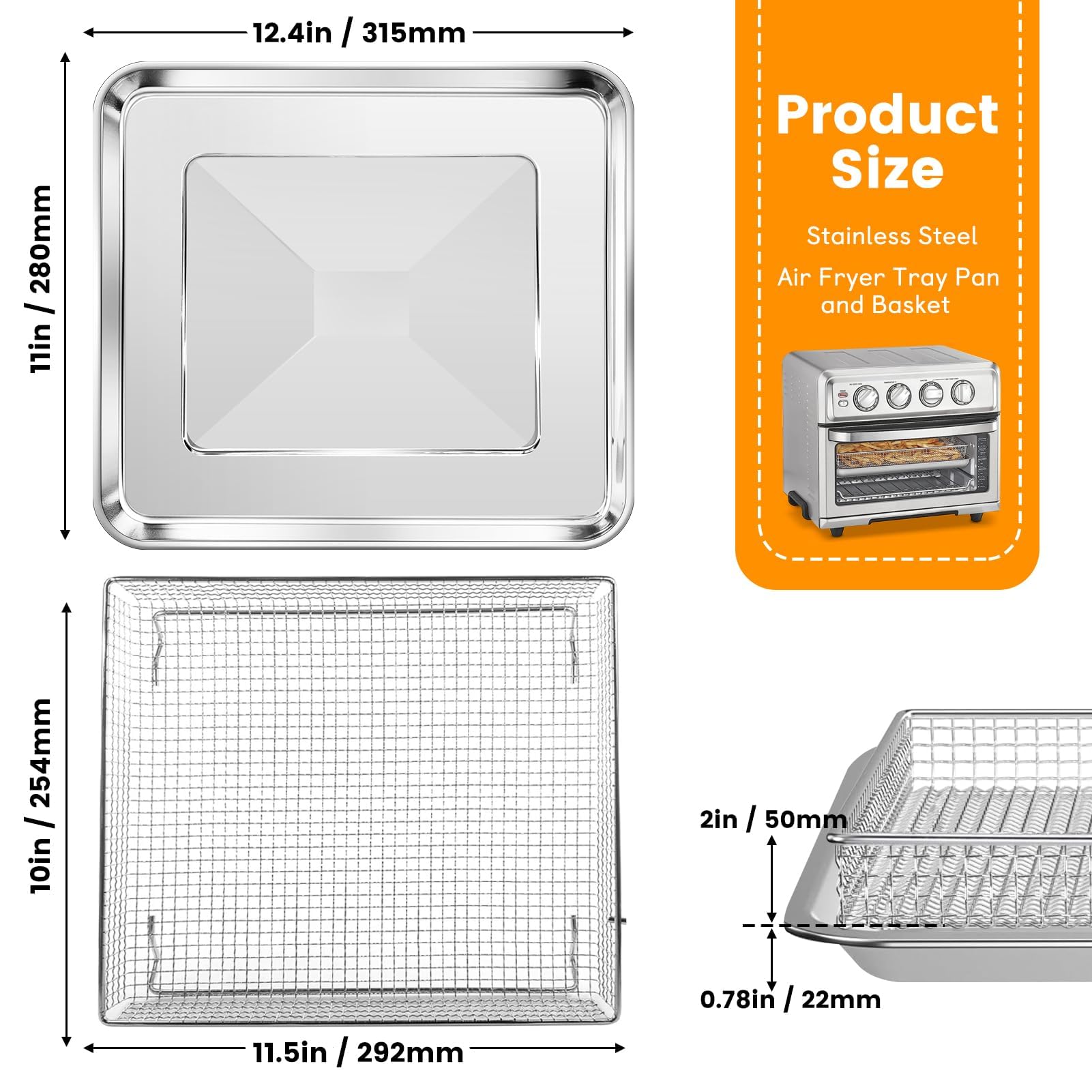 ZuKaYeHome air fryer basket fits Cuisinart TOA-60 series for quick replacement.