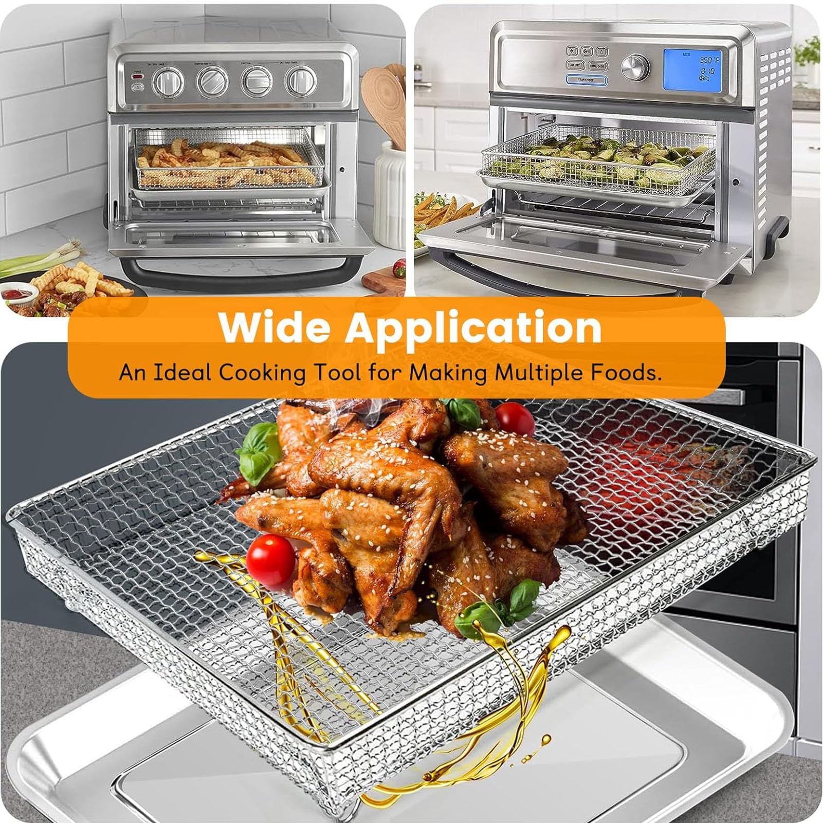 ZuKaYeHome air fryer pan pairs with the basket for versatile cooking.