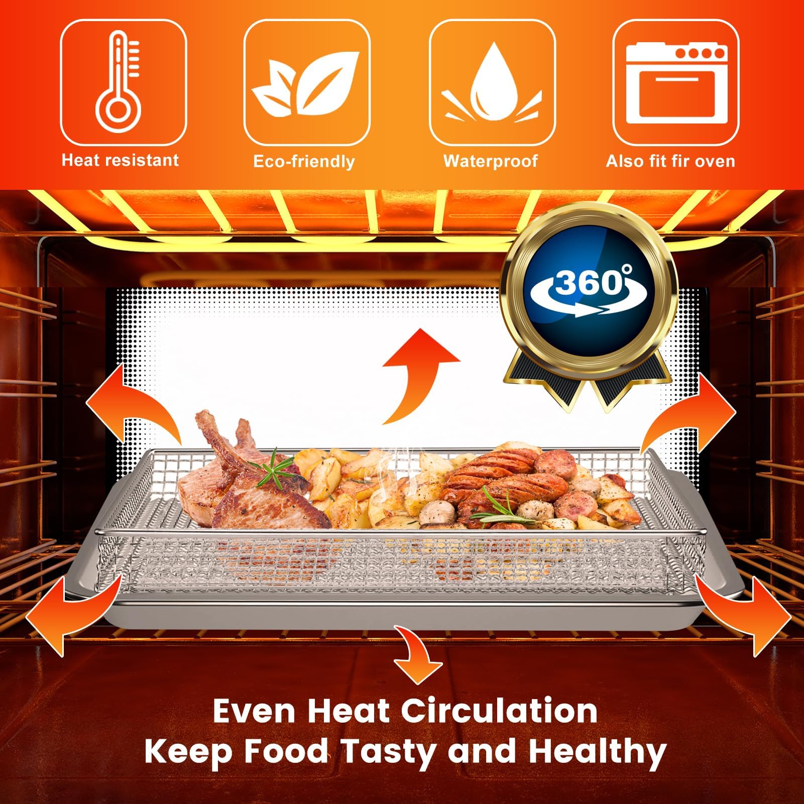 ZuKaYeHome multi-use surface supports vegetables, fries, and wings.