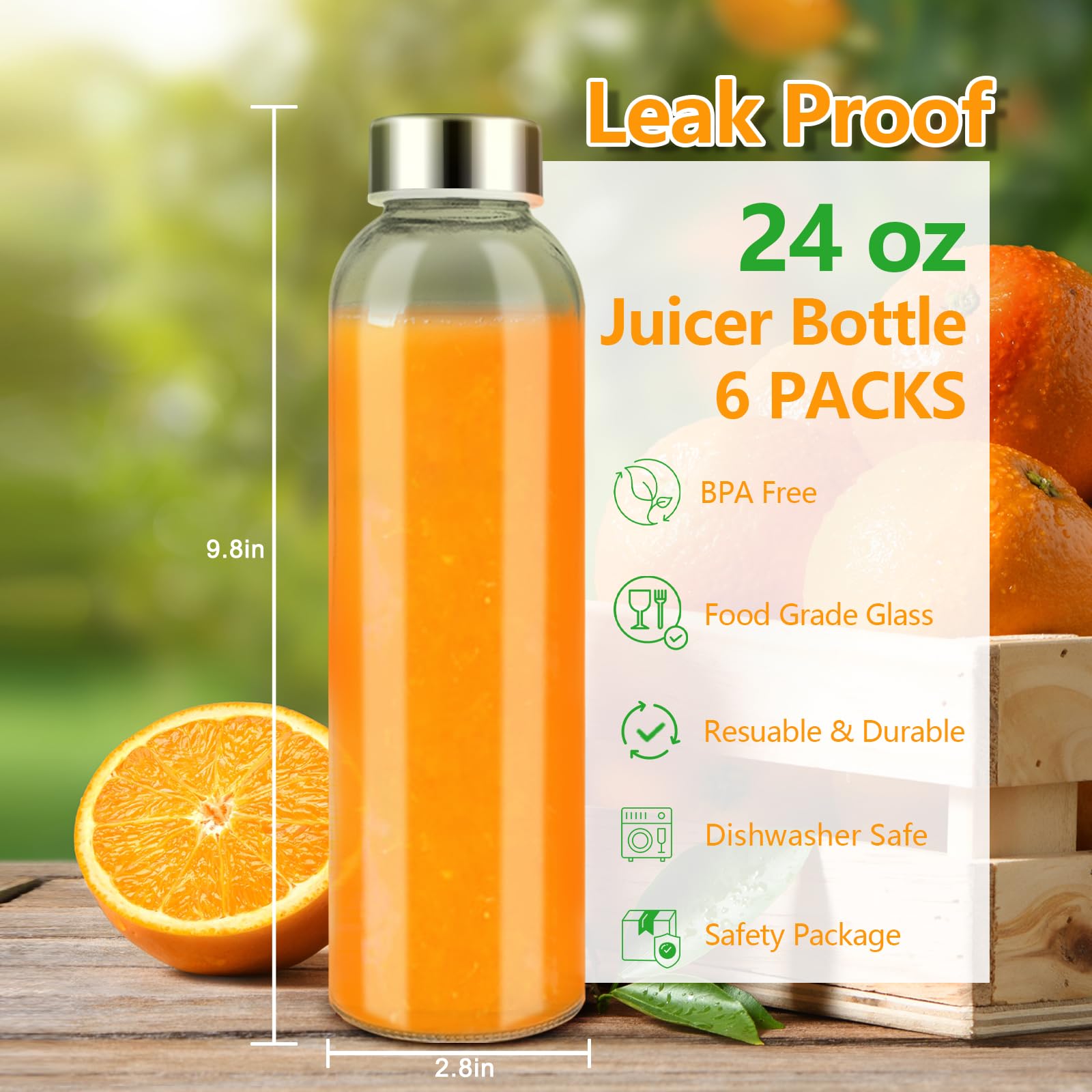 Zukro glass bottle airtight lid seals tightly to prevent leaks during travel.