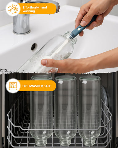Includes bottle cleaning brush for thorough hand washing.