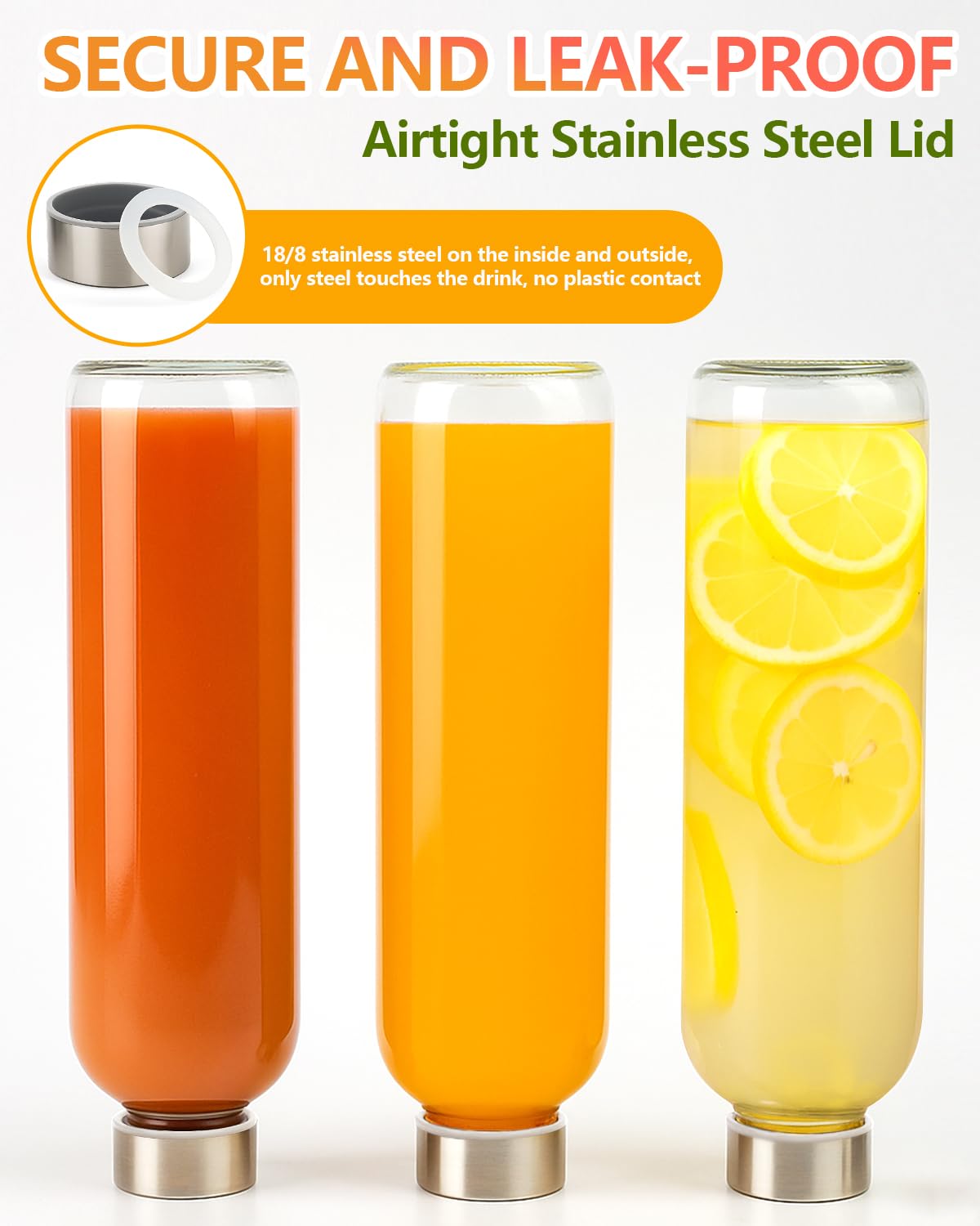 Clear glass keeps beverages visible and secure.