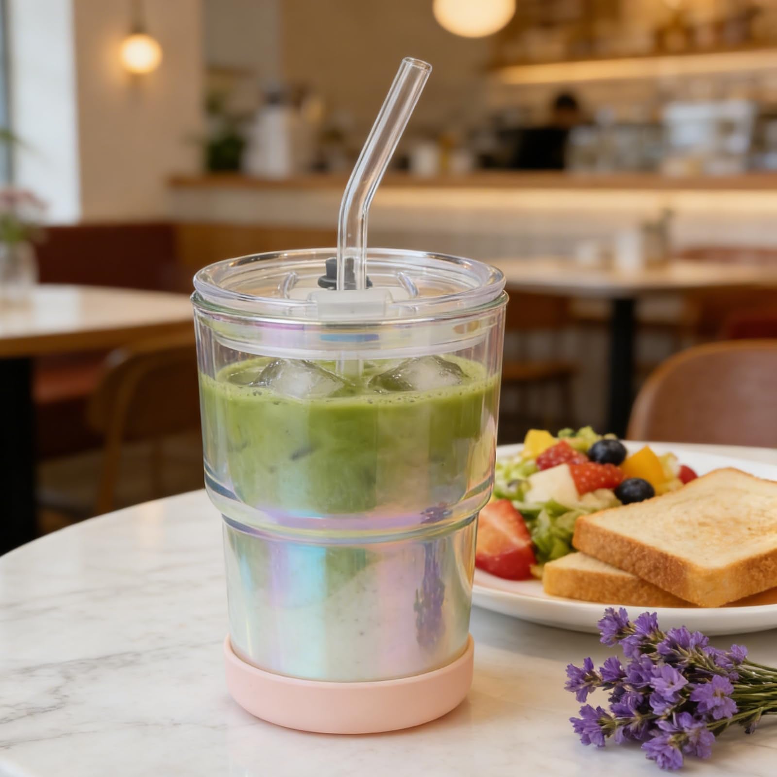 Zukro dishwasher-safe glass coffee cup for easy cleaning.