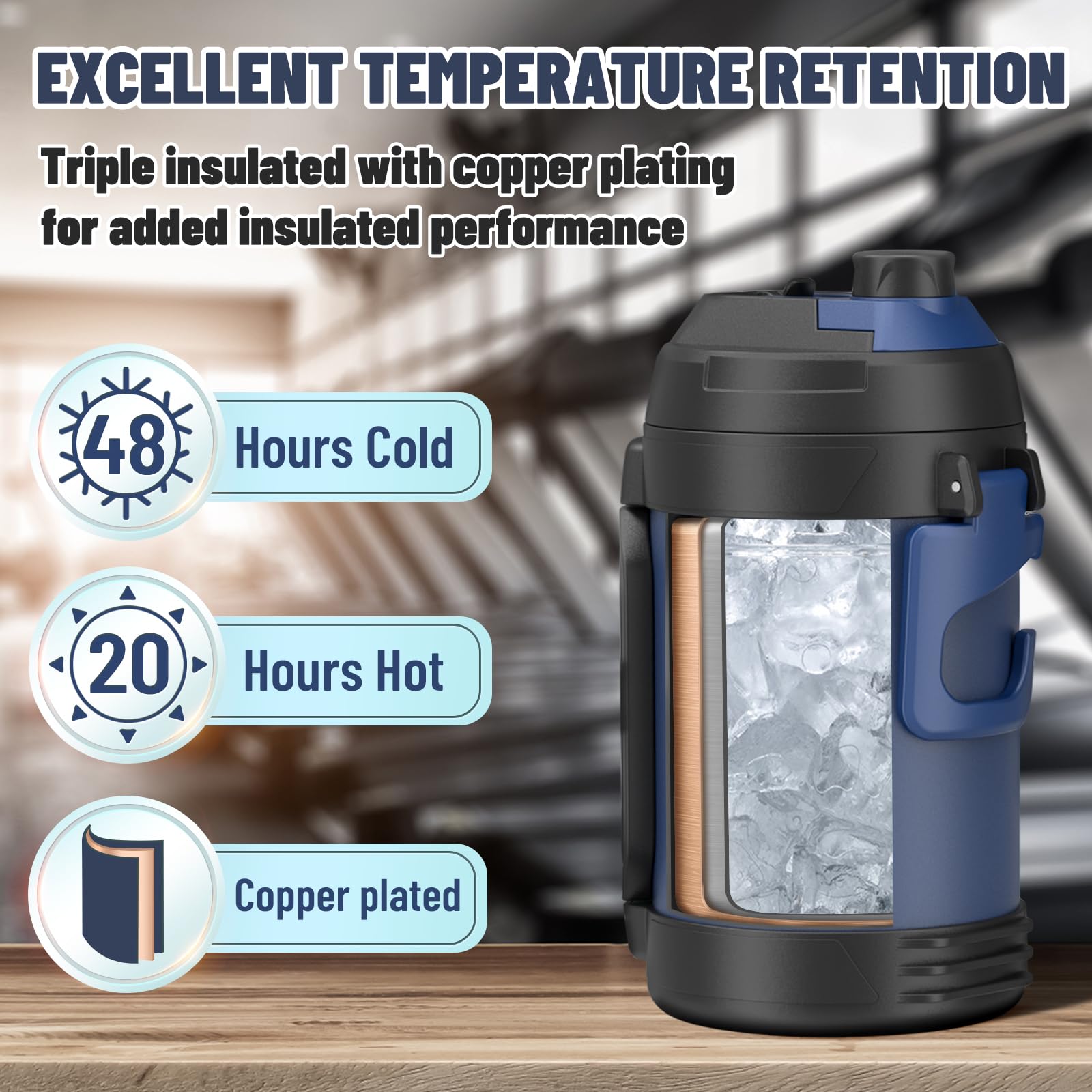 Zukro double-wall insulated 1gal keeps drinks cold without sweating