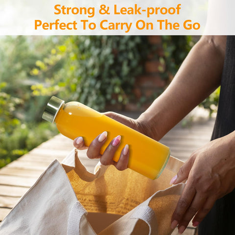 Zukro glass bottle in car cup holder for travel-friendly hydration.