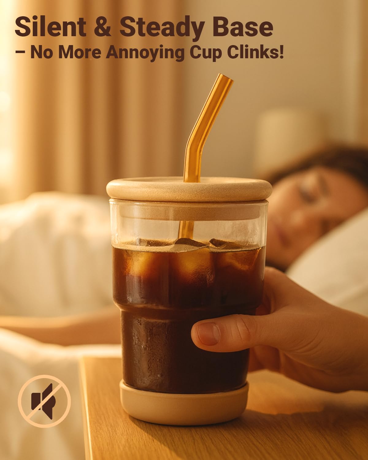 Zukro glass iced coffee cup with straw as a reusable alternative to disposable plastics