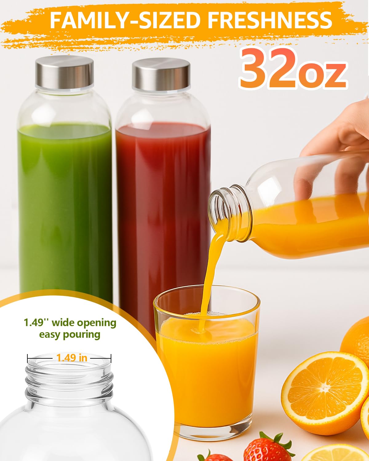 Leak-proof, airtight bottle for juice, water, or smoothies on the go.