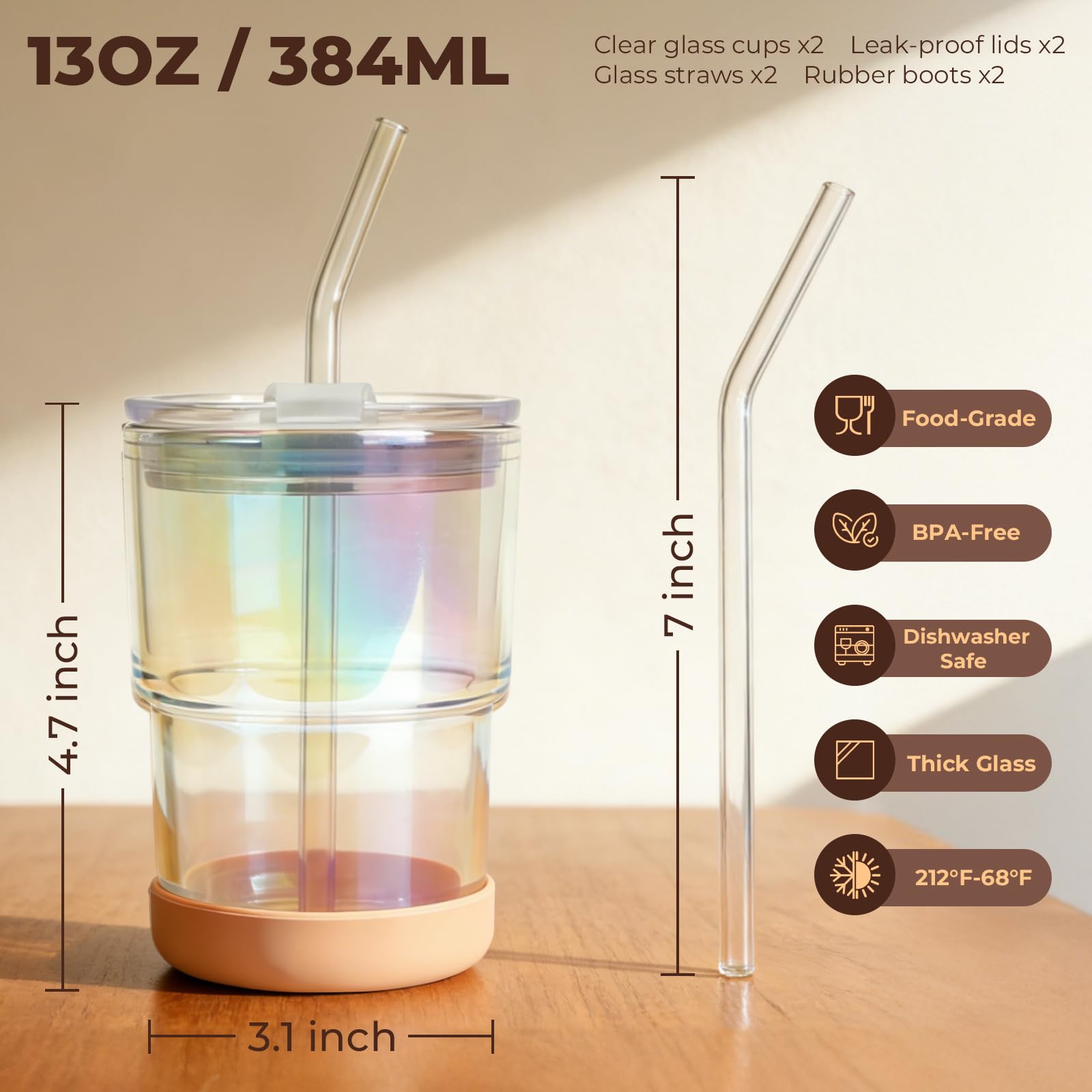 Zukro premium thick glass resists odors and stains for daily use.