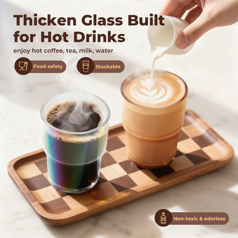 Zukro glass coffee cup wide mouth for easy filling and cleaning