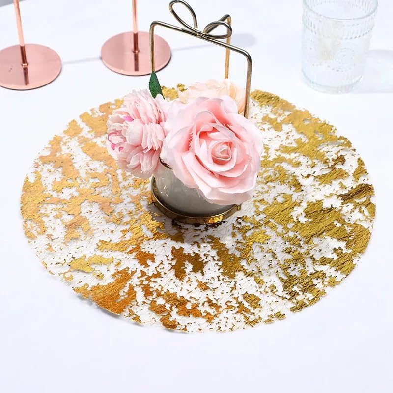 Zulaniu round gold placemats with foil accent for weddings