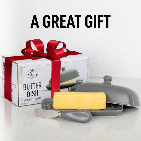 Zulay kitchen butter keeper is microwave, oven, and freezer safe.