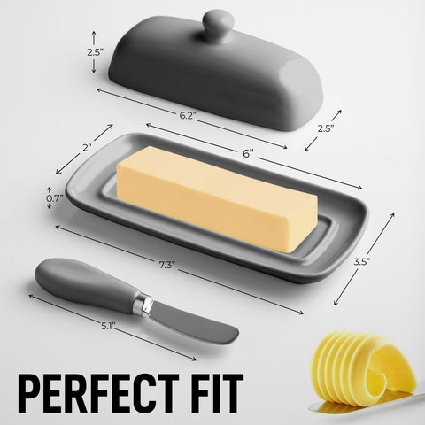 Zulay porcelain keeps butter at a workable temperature for smooth spreading.