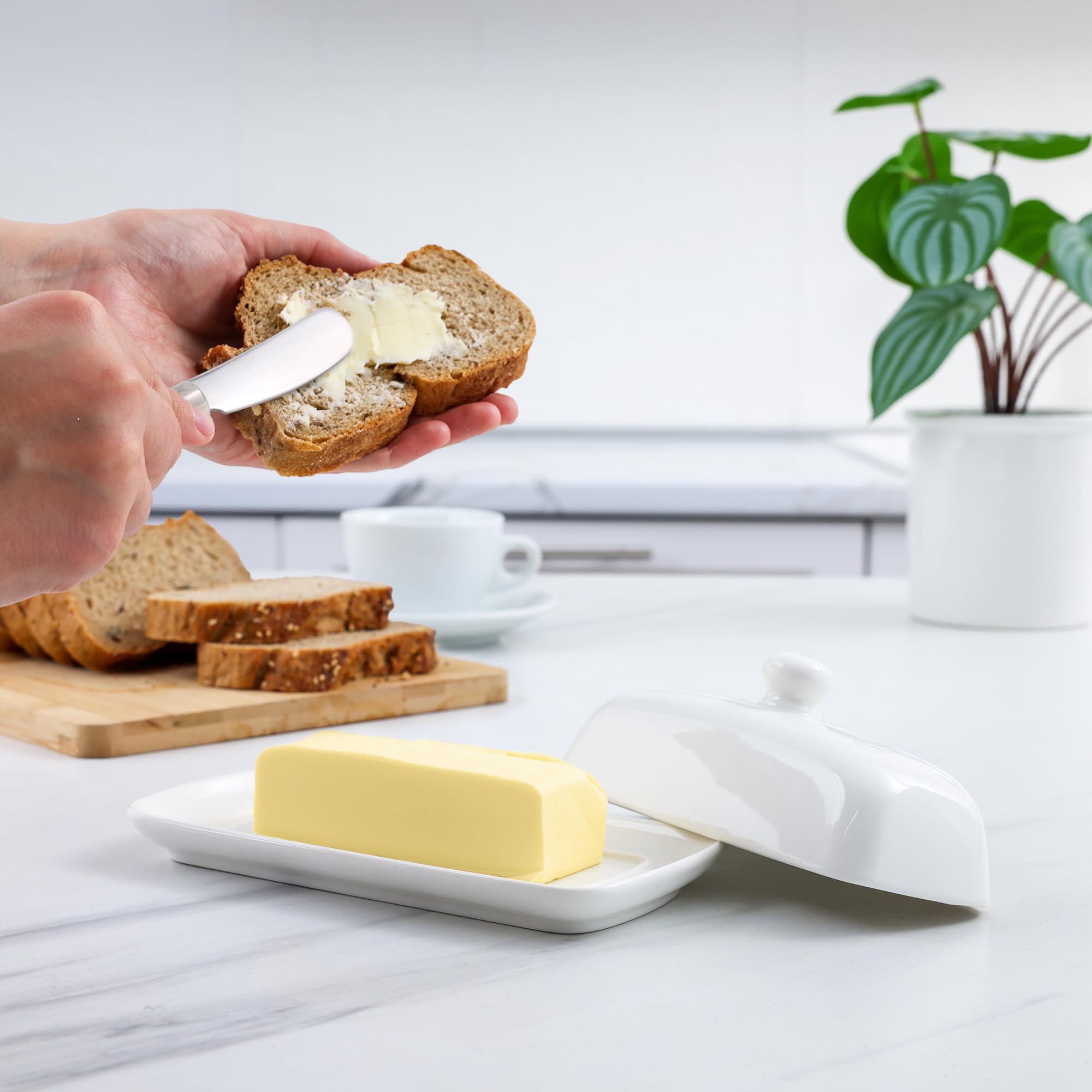 On-counter image emphasizing room-temperature butter for effortless spreading.