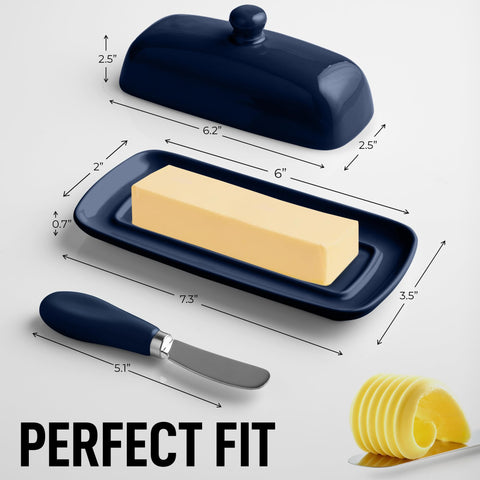 Zulay Butter Dish round-edge design prevents sliding during slicing.