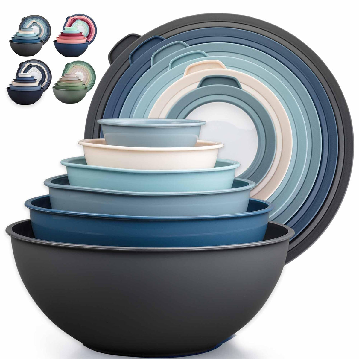 Zulay Kitchen 12-piece mixing bowls Twilight Ombre nesting for space-saving prep.