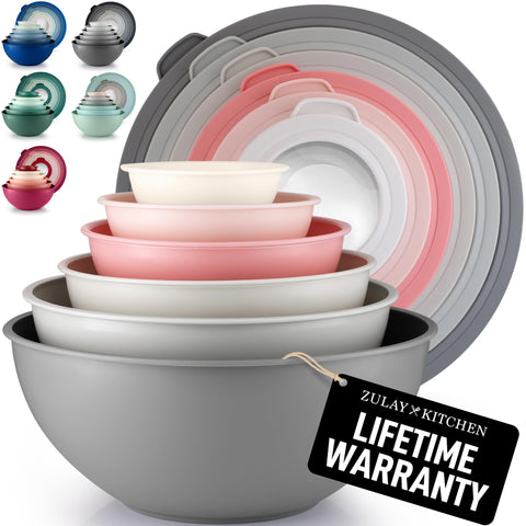 Zulay Kitchen 12-piece pink-ombre mixing bowls for versatile prep and storage