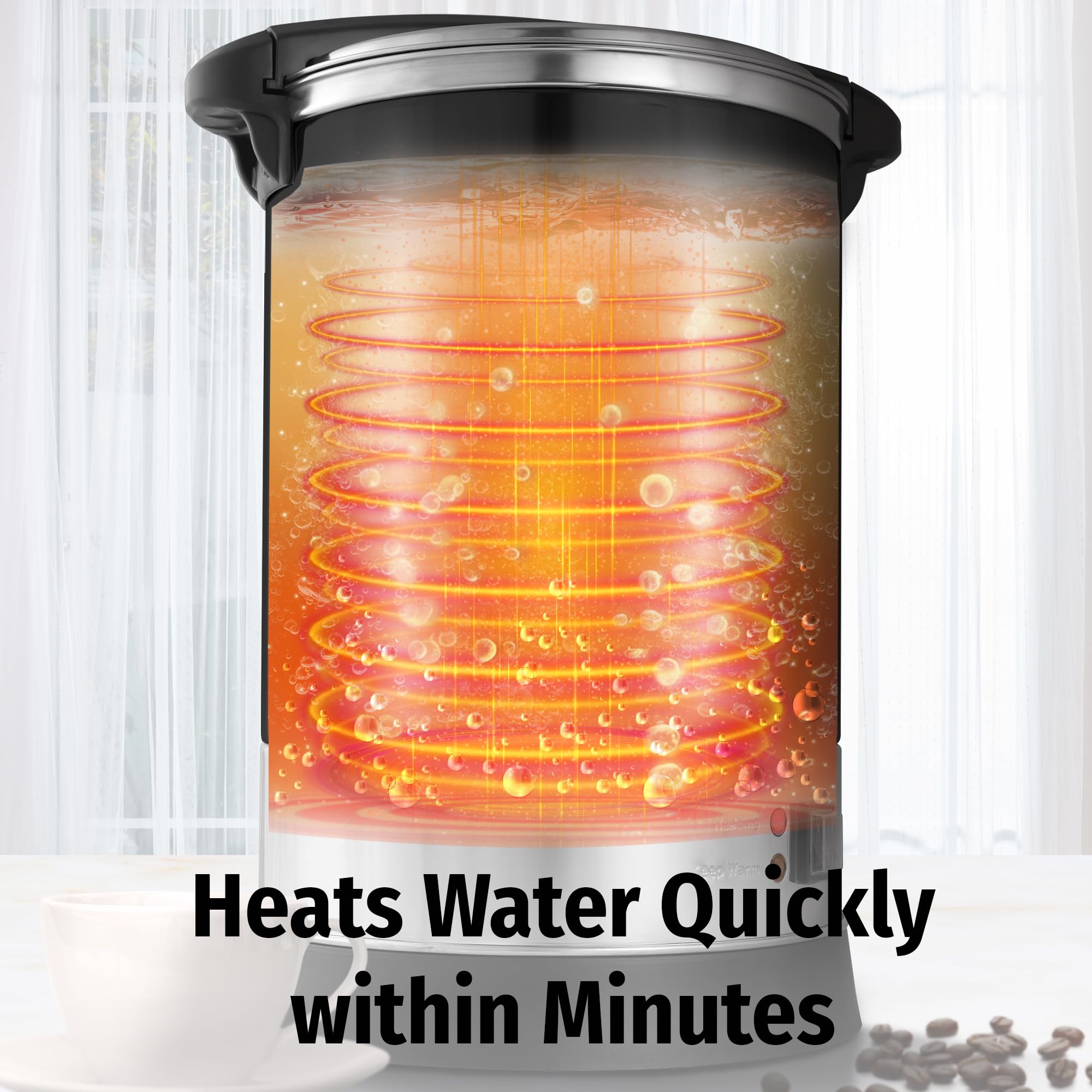 Zulay Kitchen 50 cup urn with heat and keep warm indicator signals readiness