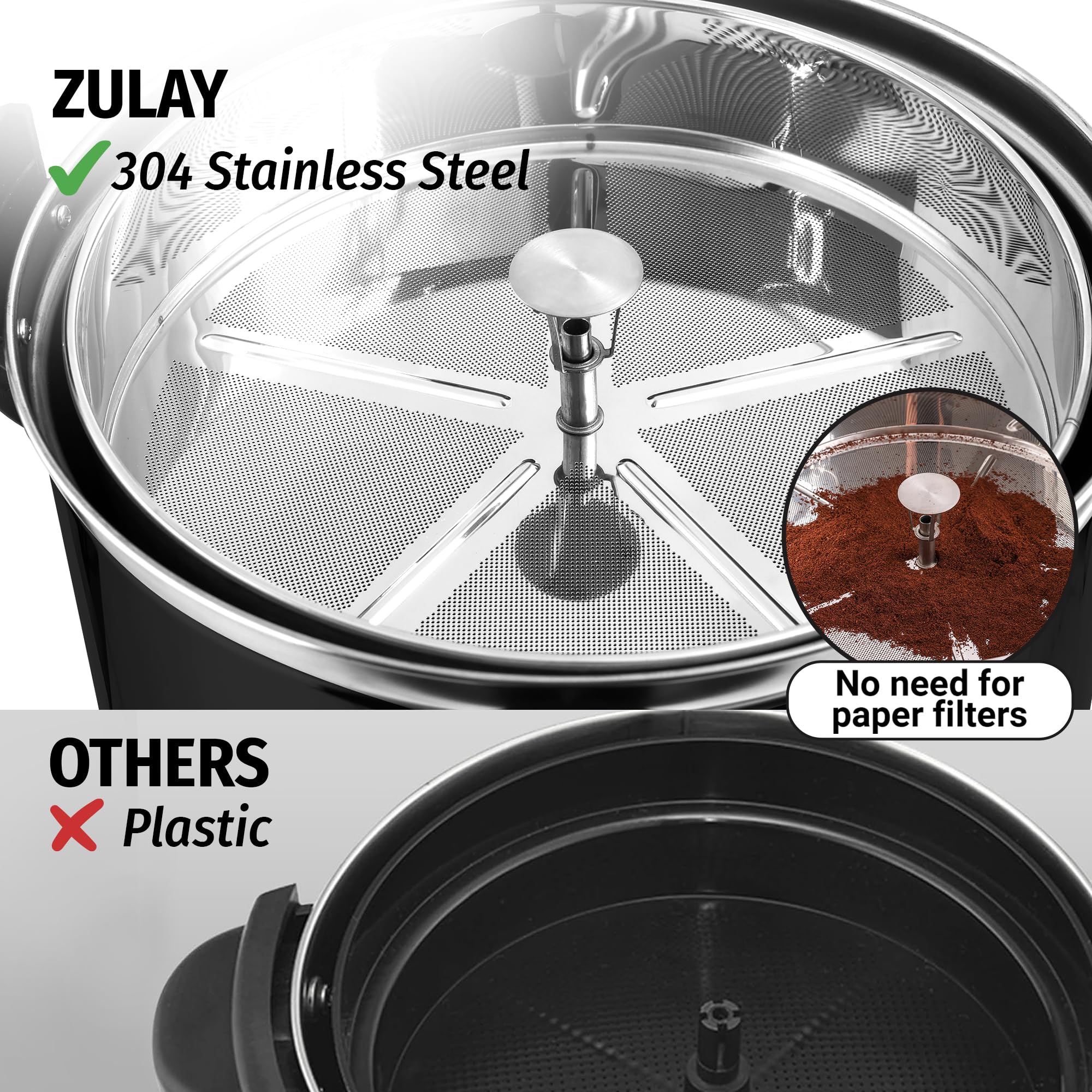 Zulay Kitchen 50 cup urn with twist lock lid to prevent spills