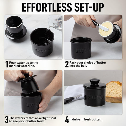 Zulay Kitchen airtight water-base keeps butter fresh and soft.