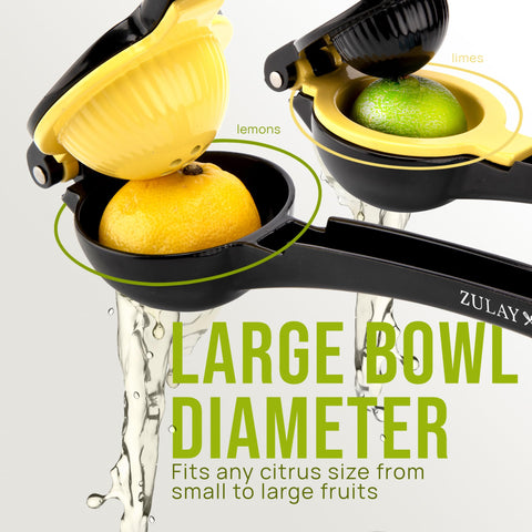 Zulay Kitchen aluminum citrus juicer with seed-filter bottom for pulp-free juice