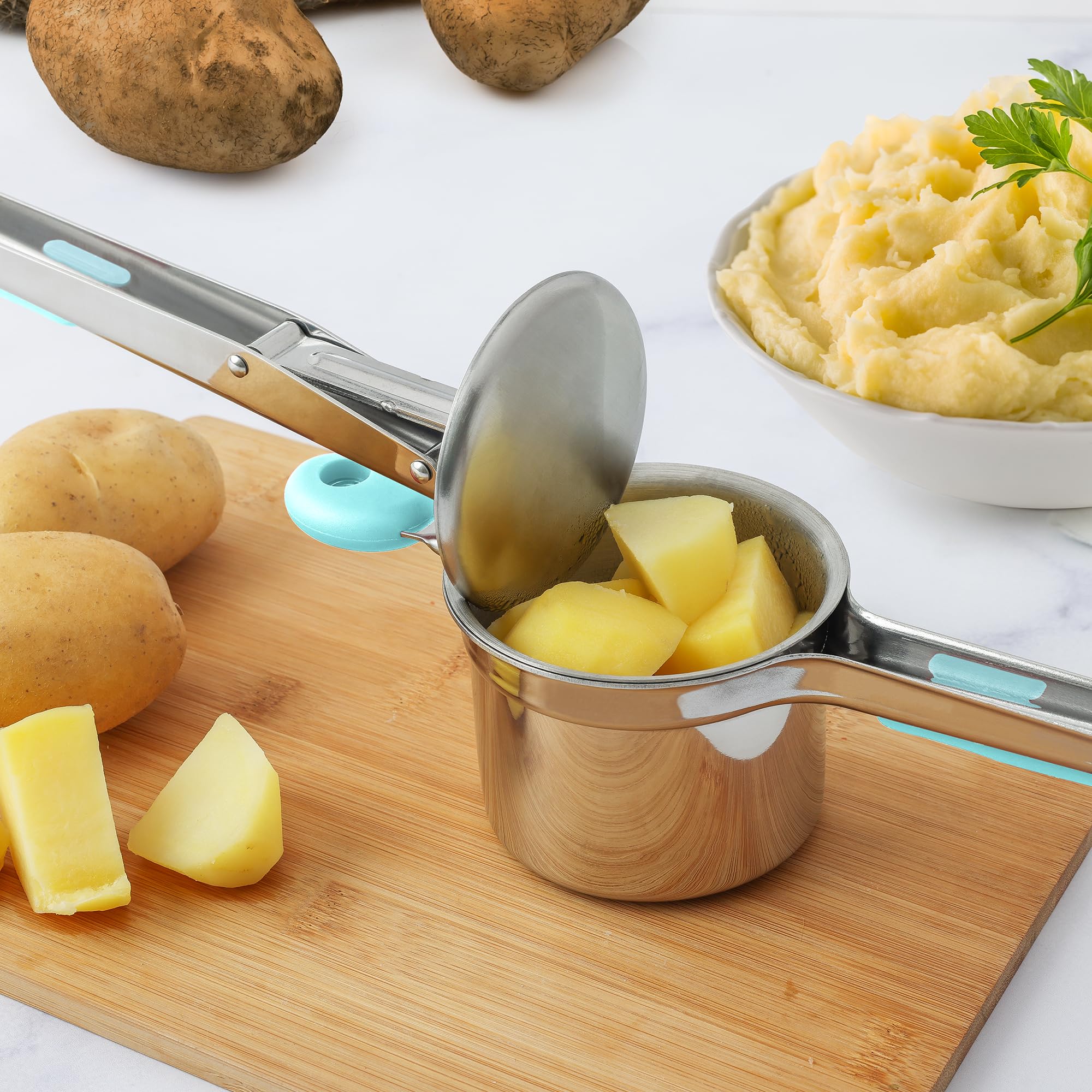 Zulay Kitchen avocado and squash use ricer for smooth pastes