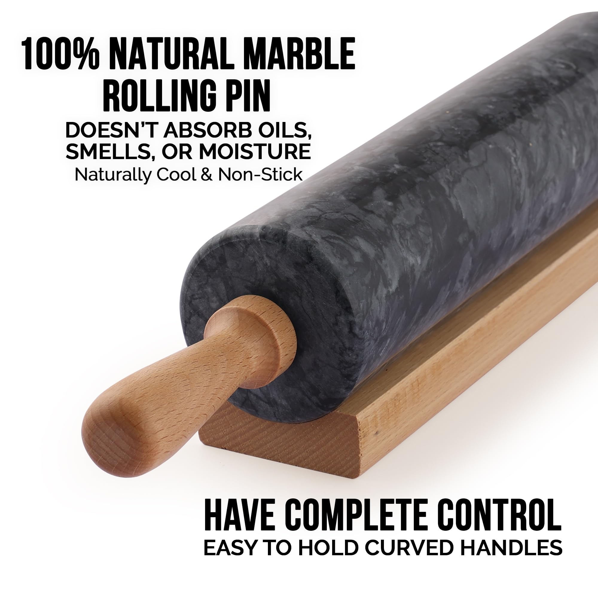 Zulay Kitchen beechwood handle provides comfortable grip on dough