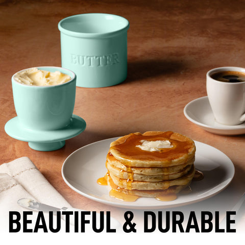 Zulay Kitchen bell lid design on porcelain butter crock