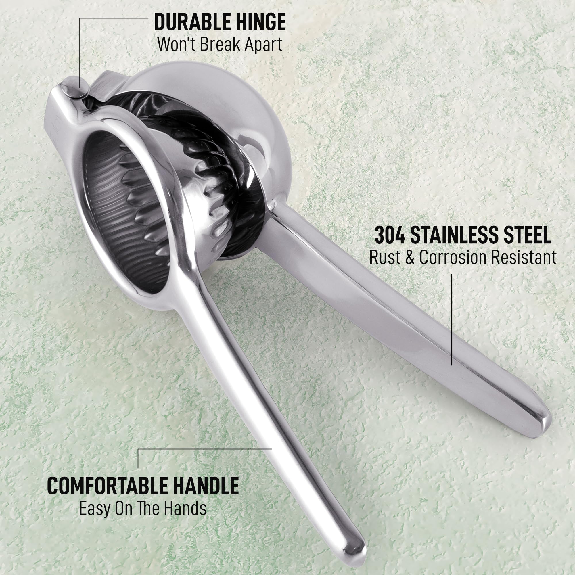Zulay Kitchen blue silicone handle detail highlights grip comfort during squeezing.