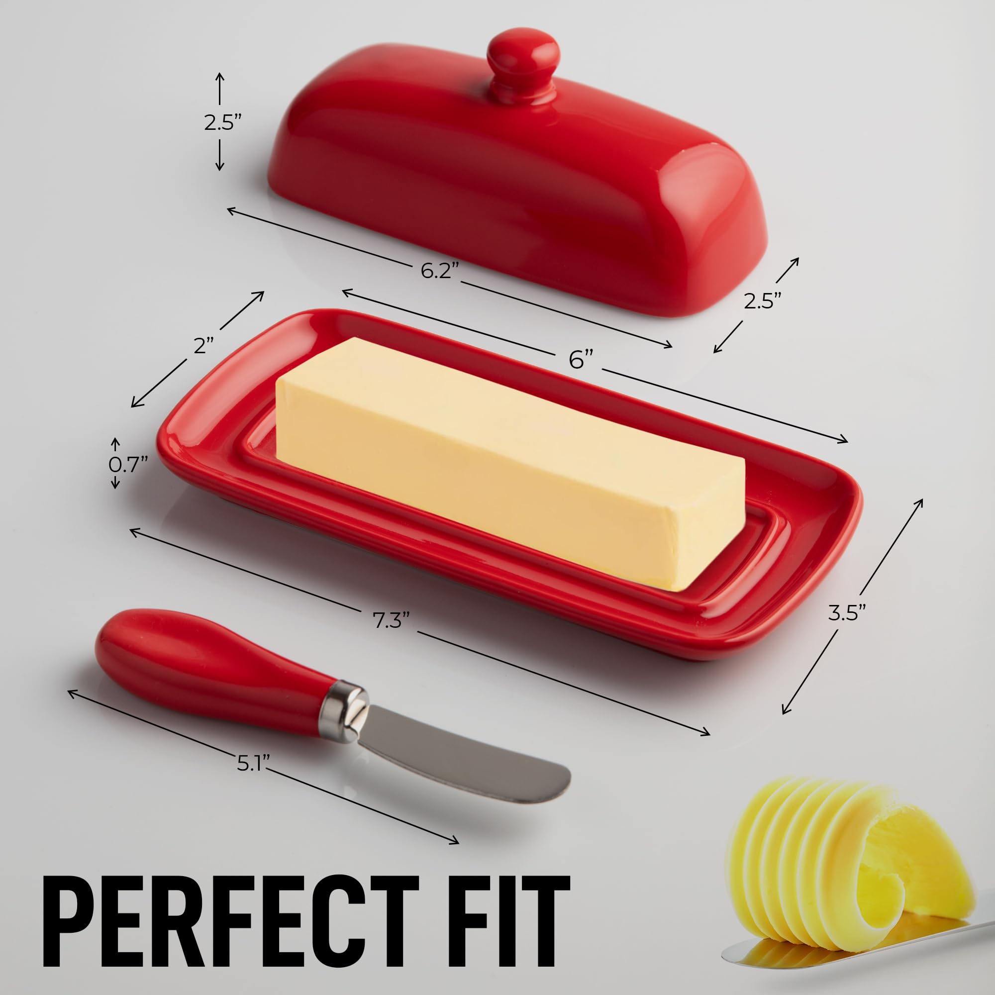 Closeup of Zulay Kitchen butter dish knob handle for easy lifting