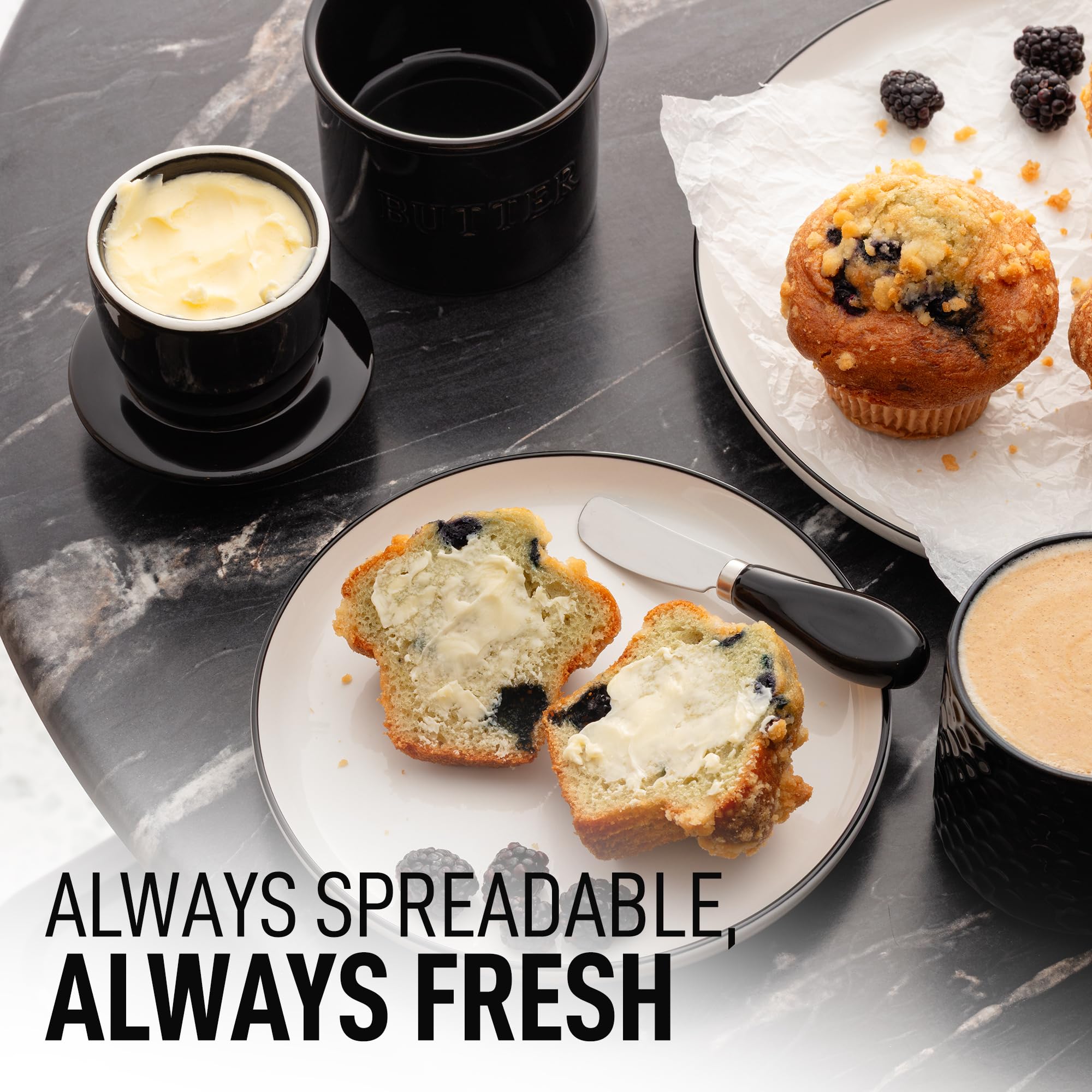 Zulay Kitchen butter knife included for easy, mess-free spreading.