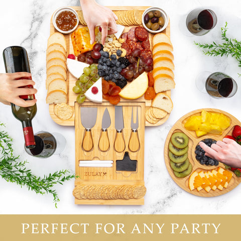Zulay Kitchen charcuterie platter with fruits and cheese ready for entertaining