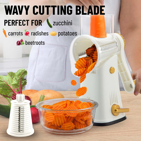 Zulay Kitchen Grater handle provides comfortable, effortless rotation.