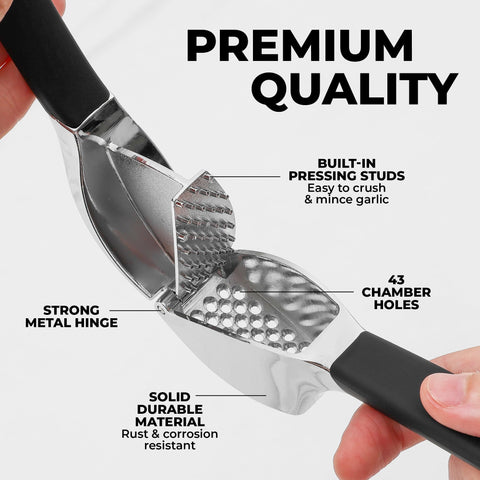 Zulay Kitchen Comfort Grip soft ergonomic handle for comfortable press action.