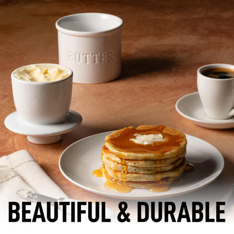 Zulay Kitchen butter crock on countertop showing ready-to-use spreadability