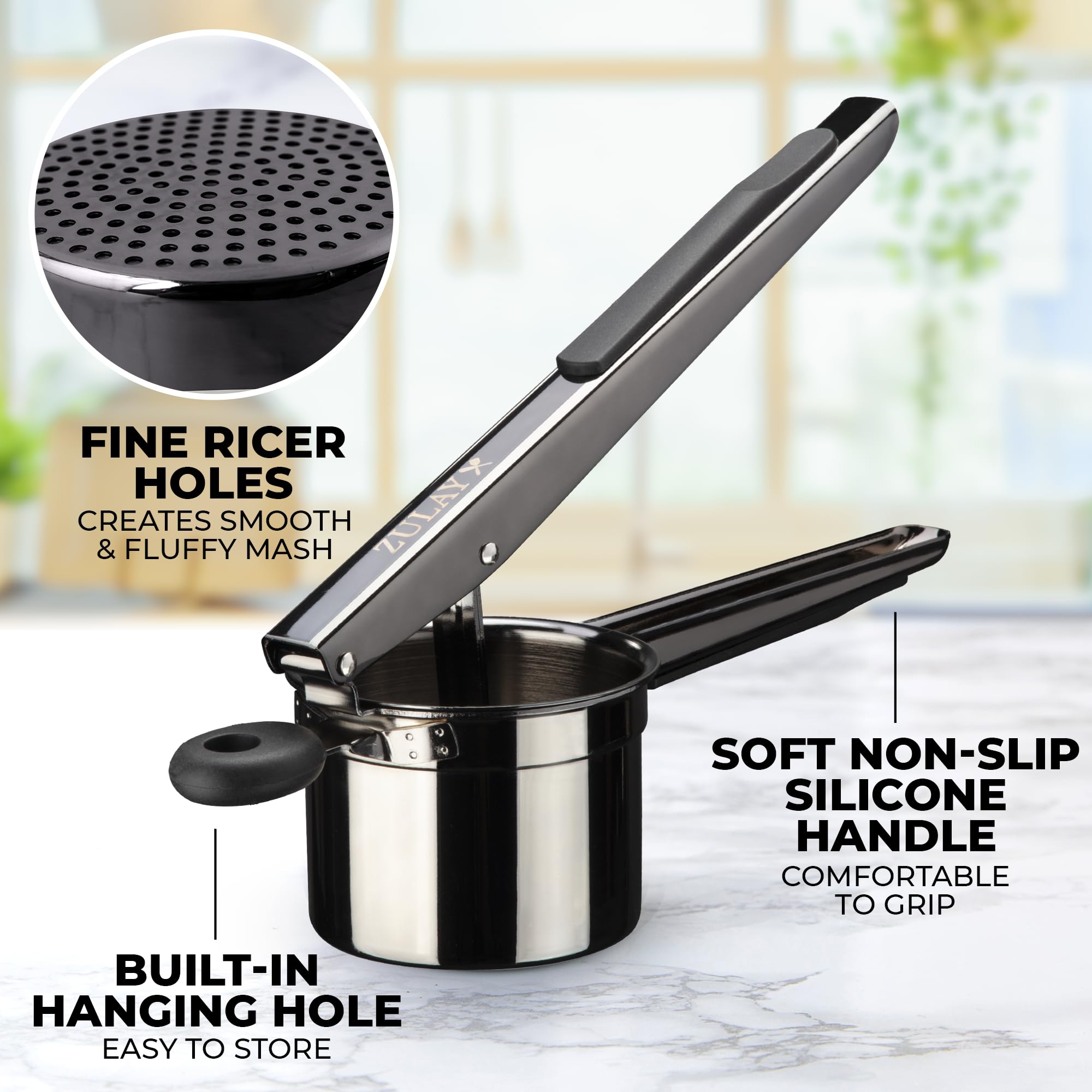 Zulay Kitchen dishwasher-safe potato ricer for quick cleanup