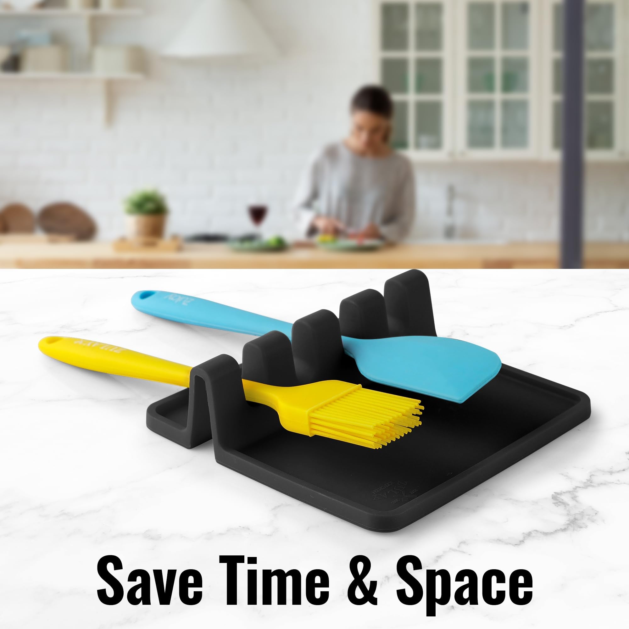 Dishwasher-safe Zulay utensil rest simplifies cleanup after meal prep