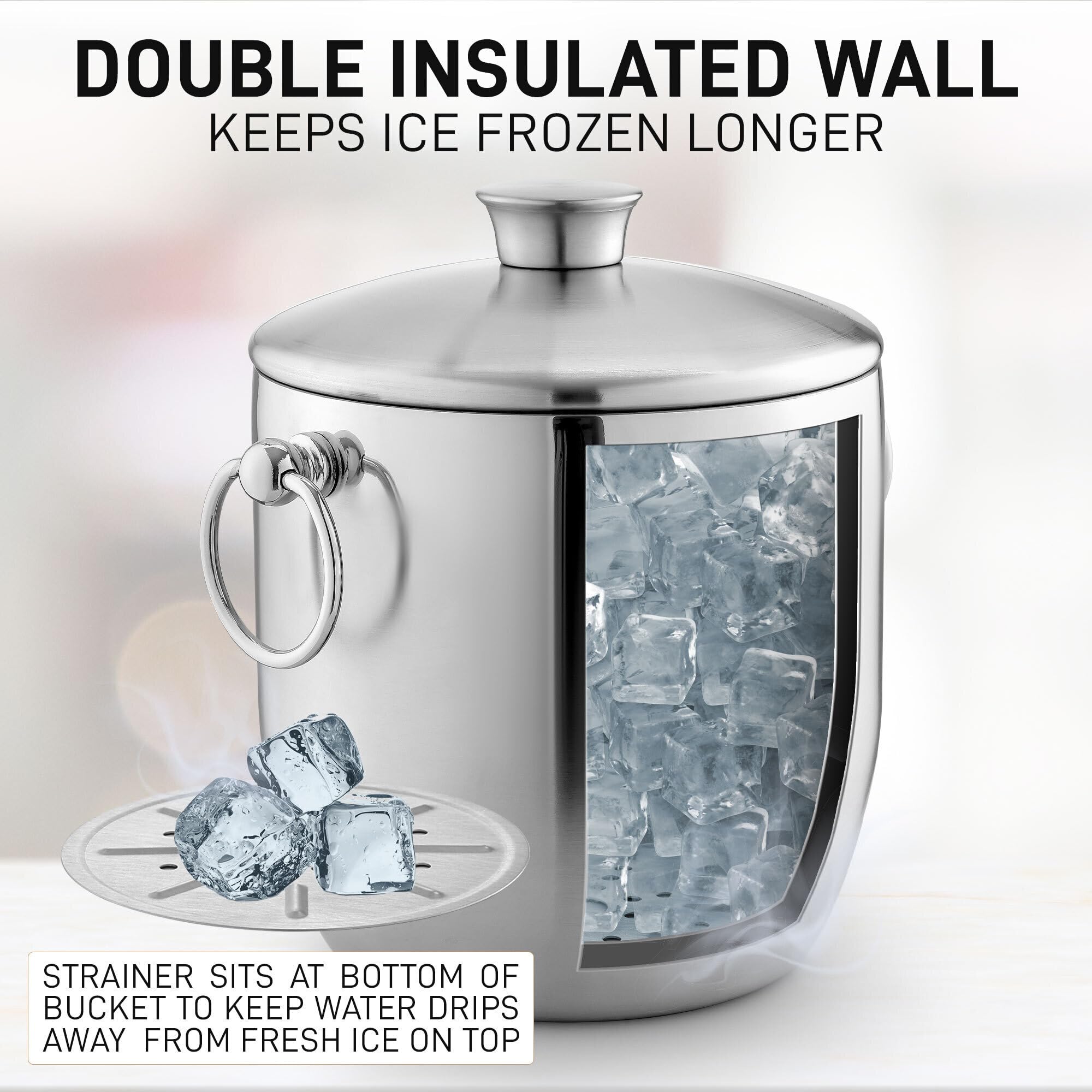 Zulay Kitchen double-wall insulated ice bucket keeps ice cold longer