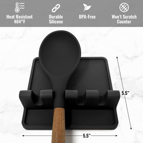 Durable black Zulay utensil rest, easy to clean after cooking