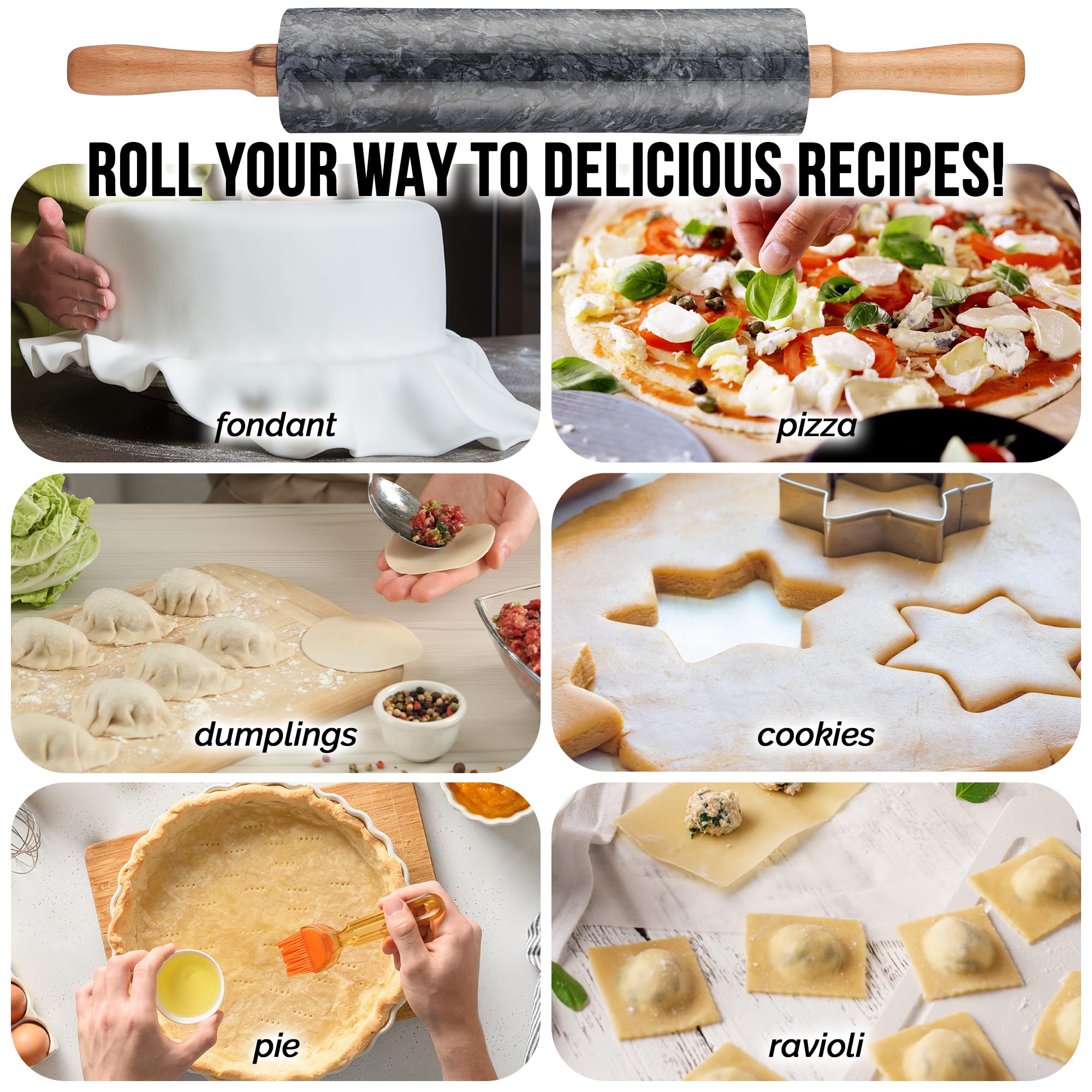Zulay Kitchen durable marble rolling pin backed by lifetime warranty